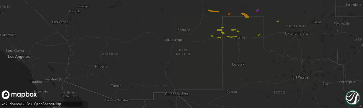 Hail map in New Mexico on June 24, 2018