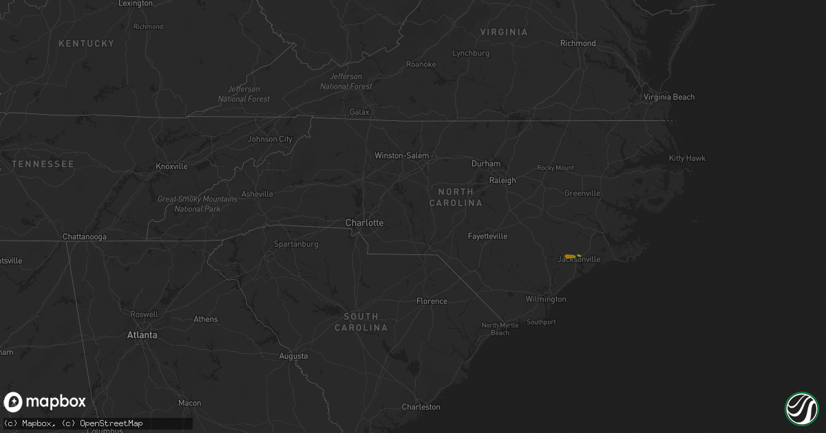 Hail map in North Carolina on June 24, 2018