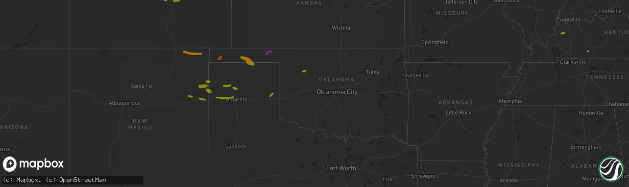 Hail map in Oklahoma on June 24, 2018