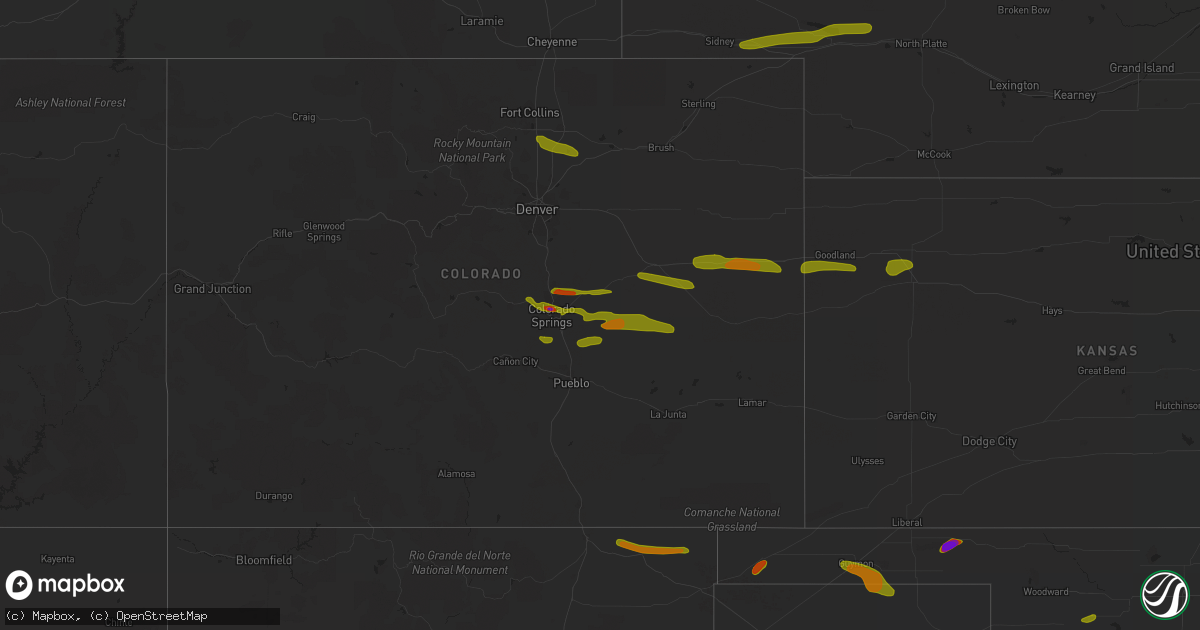 Hail map on June 24, 2018