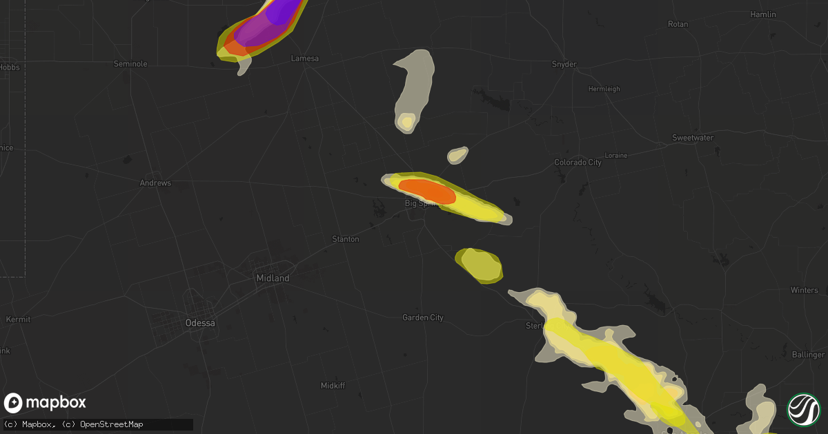 Hail map in Big Spring, TX on June 24, 2019