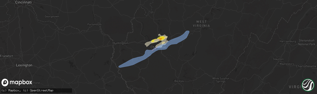 Hail map in Charleston, WV on June 24, 2019