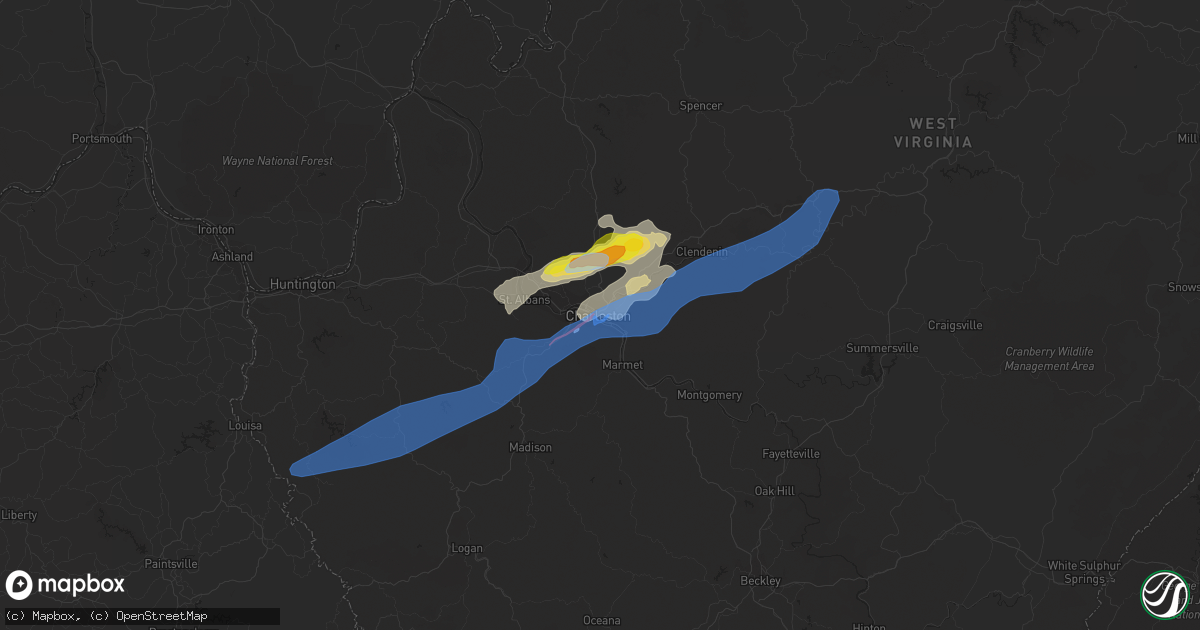 Hail map in Charleston, WV on June 24, 2019