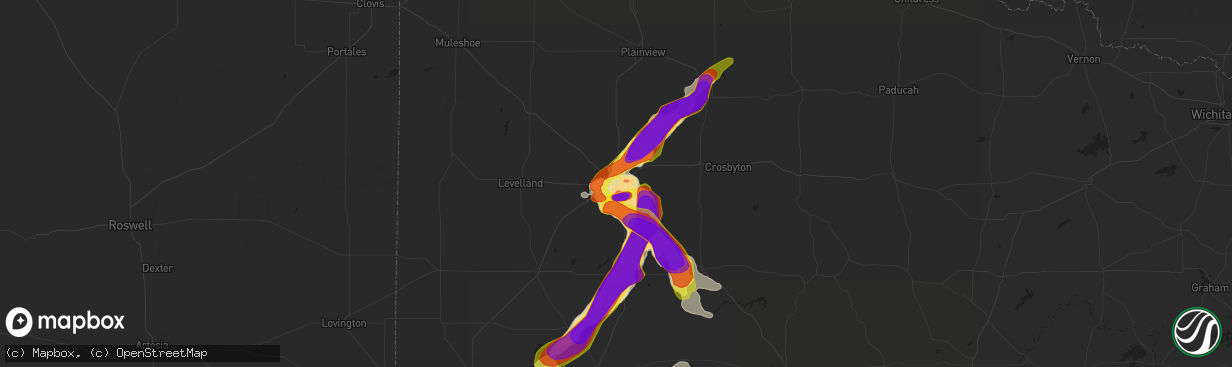 Hail map in Lubbock, TX on June 24, 2019