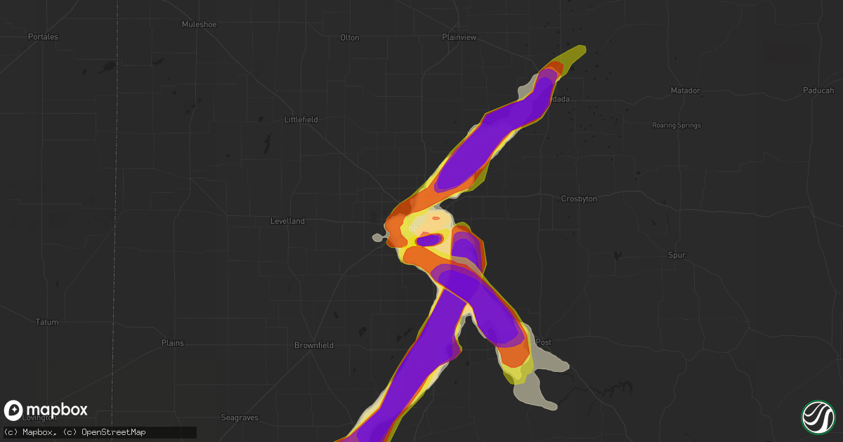 Hail map in Lubbock, TX on June 24, 2019
