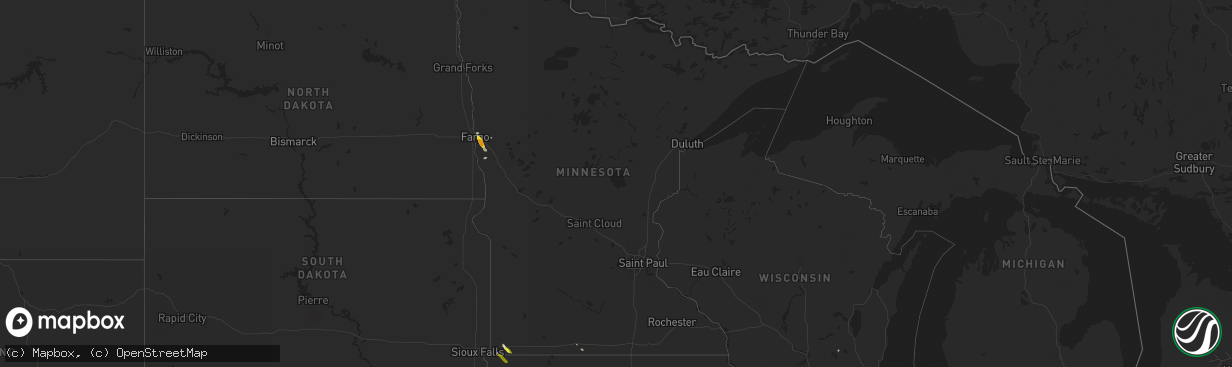 Hail map in Minnesota on June 24, 2019