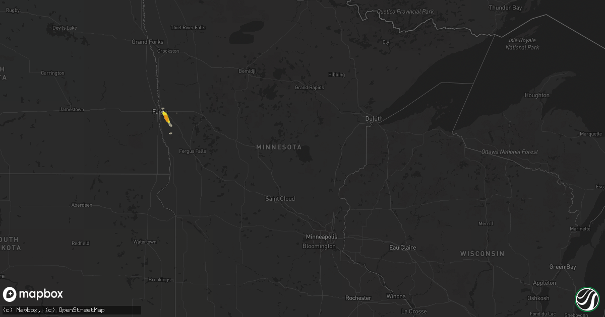 Hail map in Minnesota on June 24, 2019