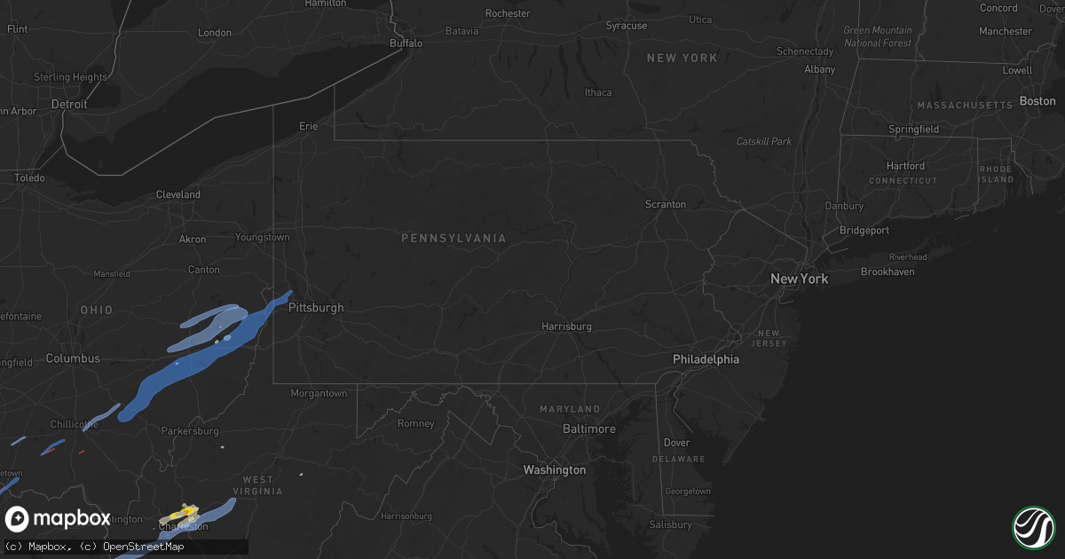 Hail map in Pennsylvania on June 24, 2019
