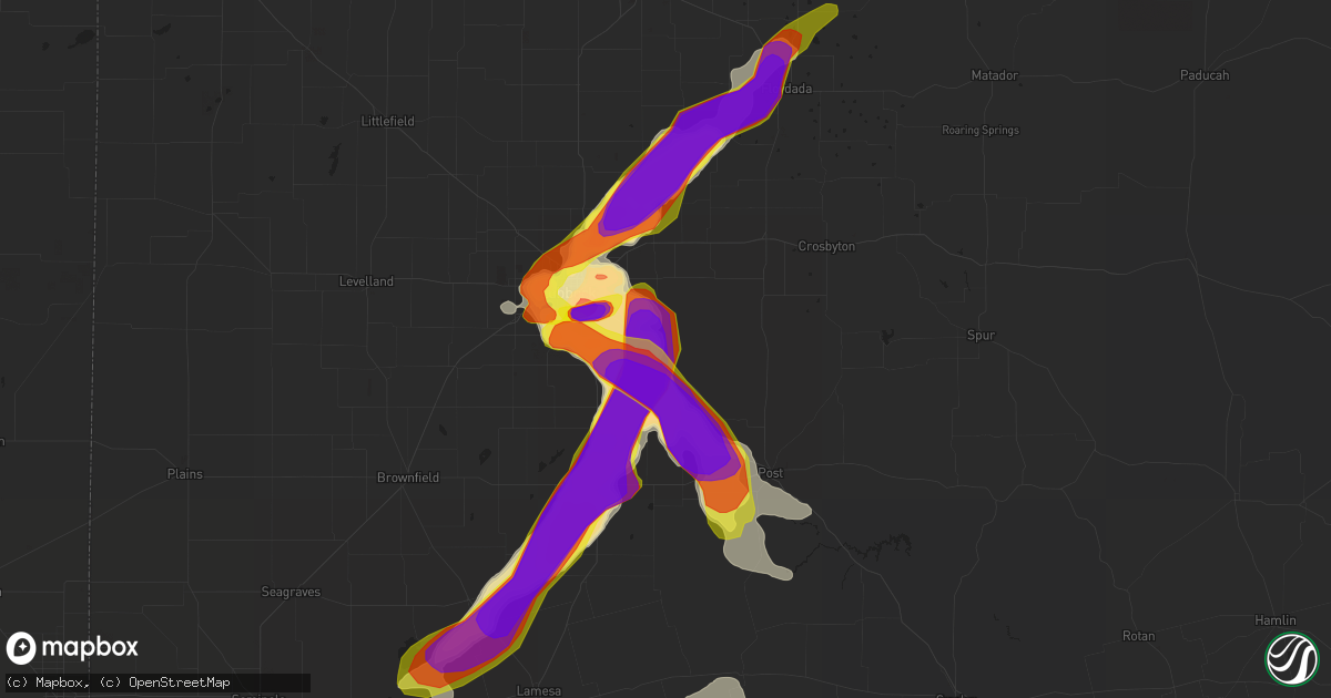 Hail map in Slaton, TX on June 24, 2019
