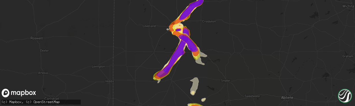 Hail map in Tahoka, TX on June 24, 2019