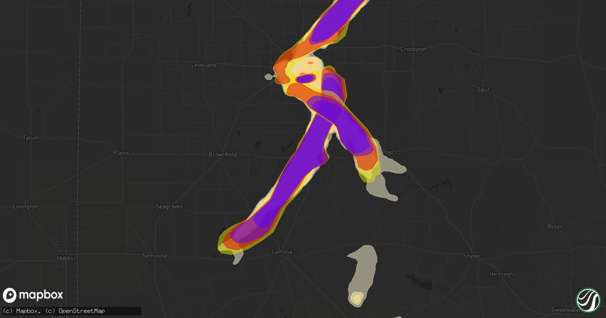 Hail map in Tahoka, TX on June 24, 2019
