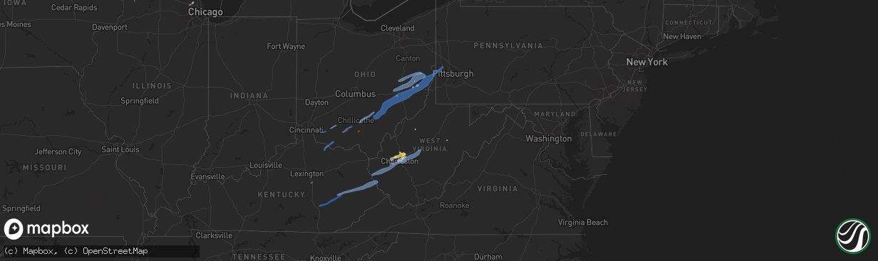 Hail map in West Virginia on June 24, 2019