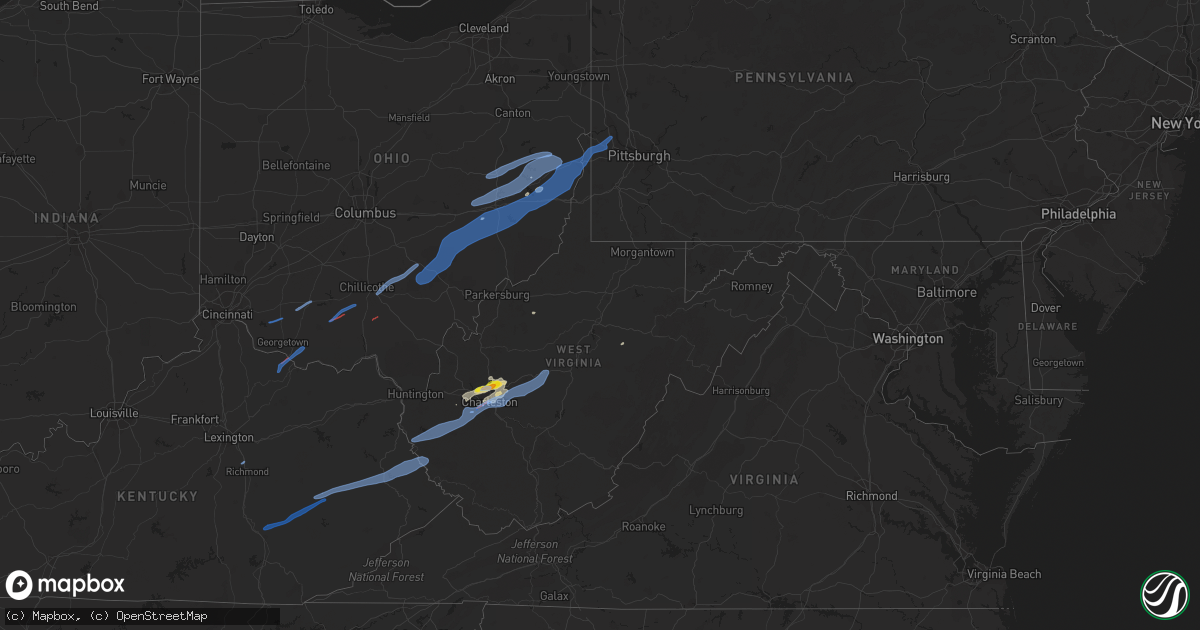 Hail map in West Virginia on June 24, 2019