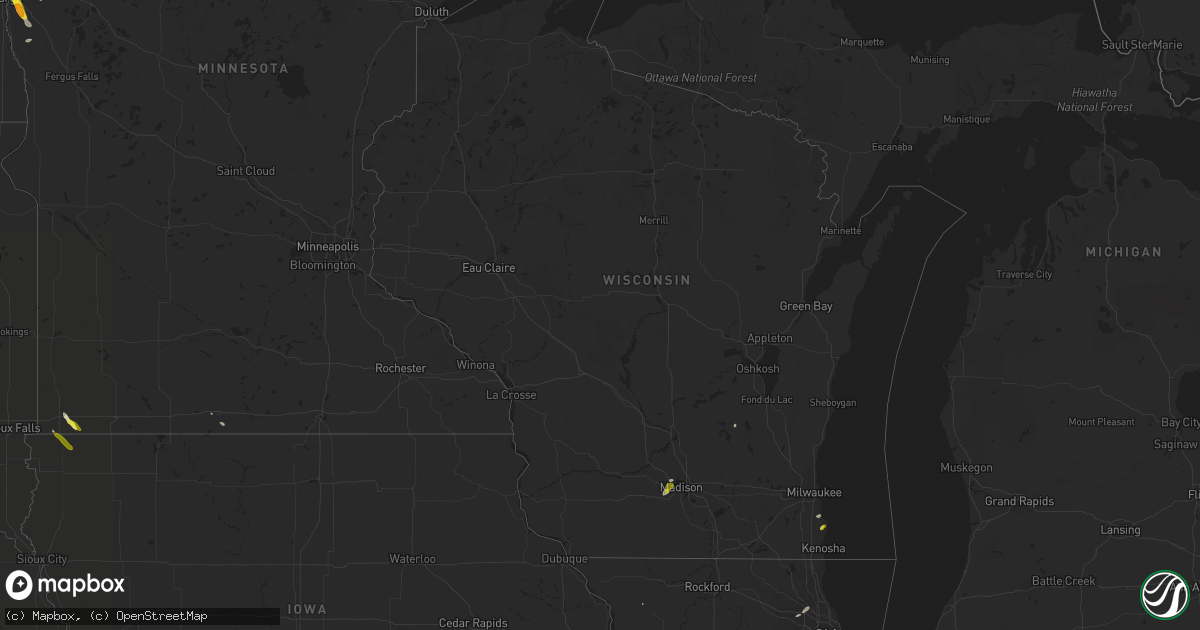 Hail map in Wisconsin on June 24, 2019