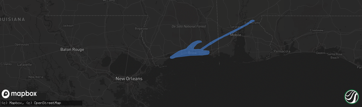 Hail map in Gulfport, MS on June 24, 2020