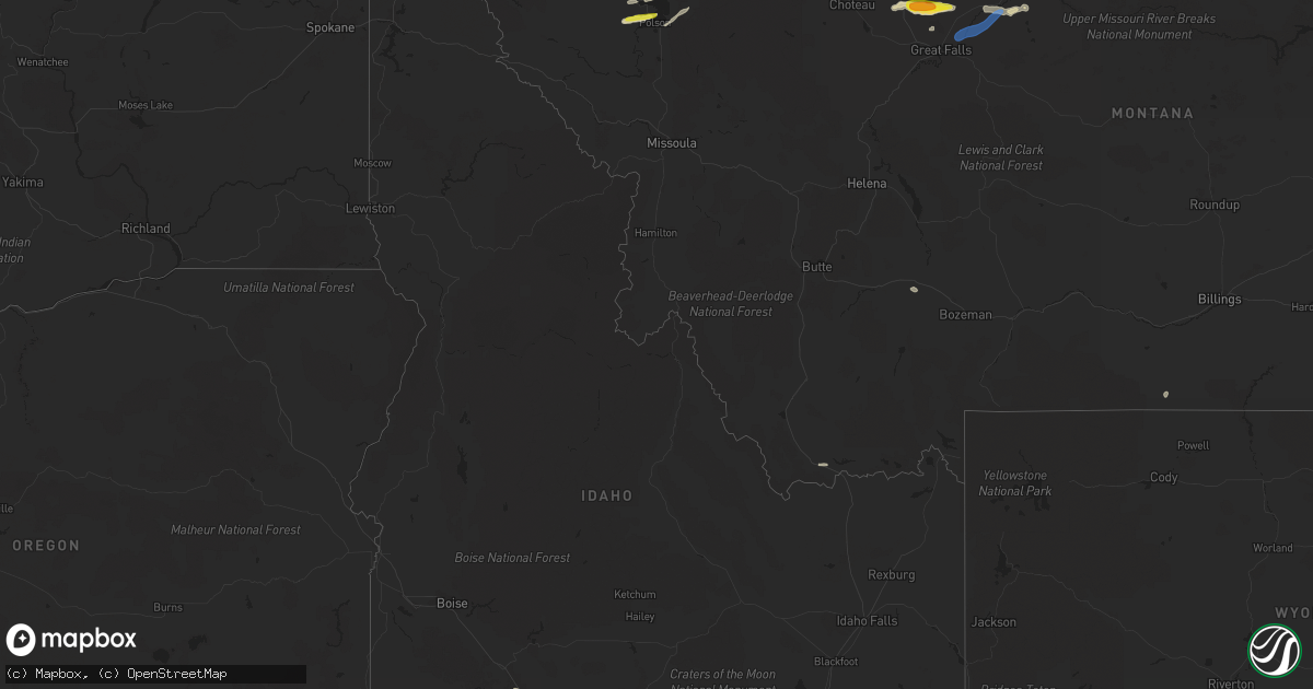 Hail map in Idaho on June 24, 2020