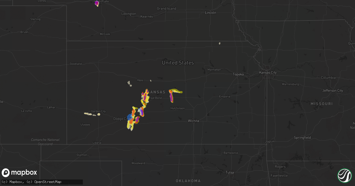 Hail map in Kansas on June 24, 2020