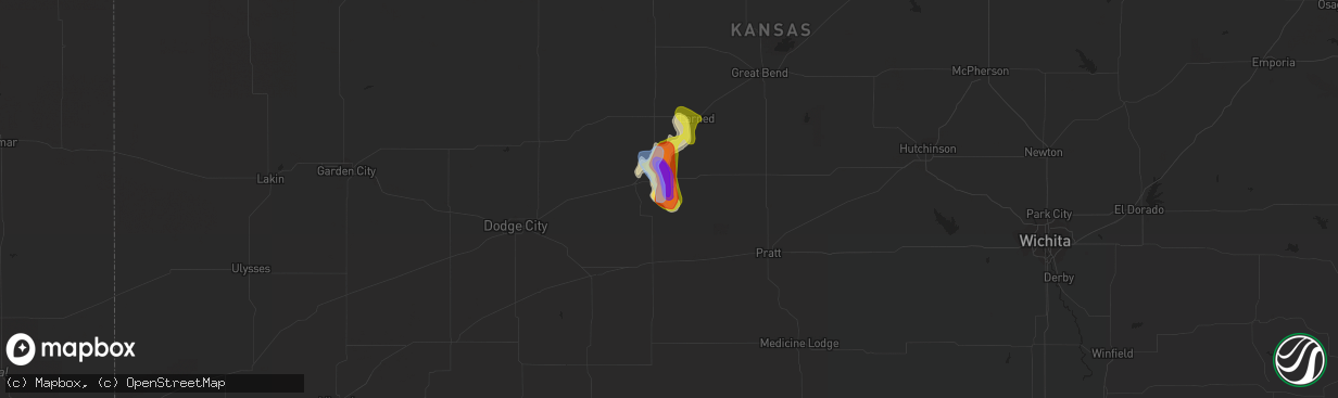 Hail map in Lewis, KS on June 24, 2020