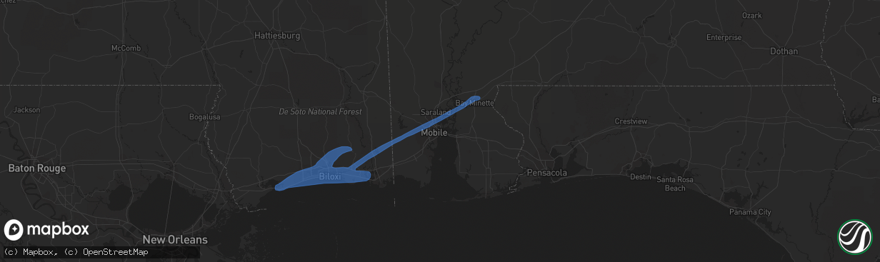 Hail map in Mobile, AL on June 24, 2020