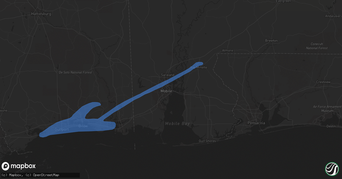 Hail map in Mobile, AL on June 24, 2020
