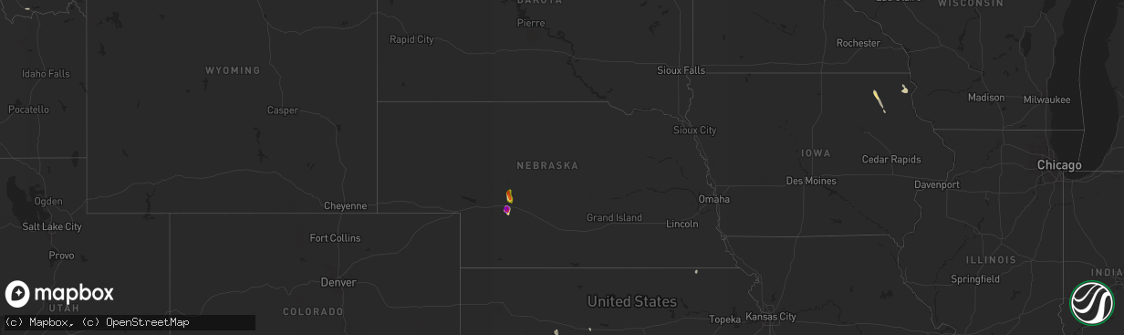 Hail map in Nebraska on June 24, 2020