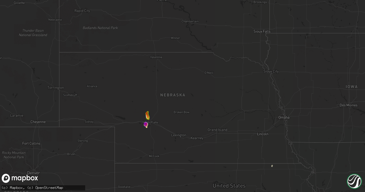 Hail map in Nebraska on June 24, 2020