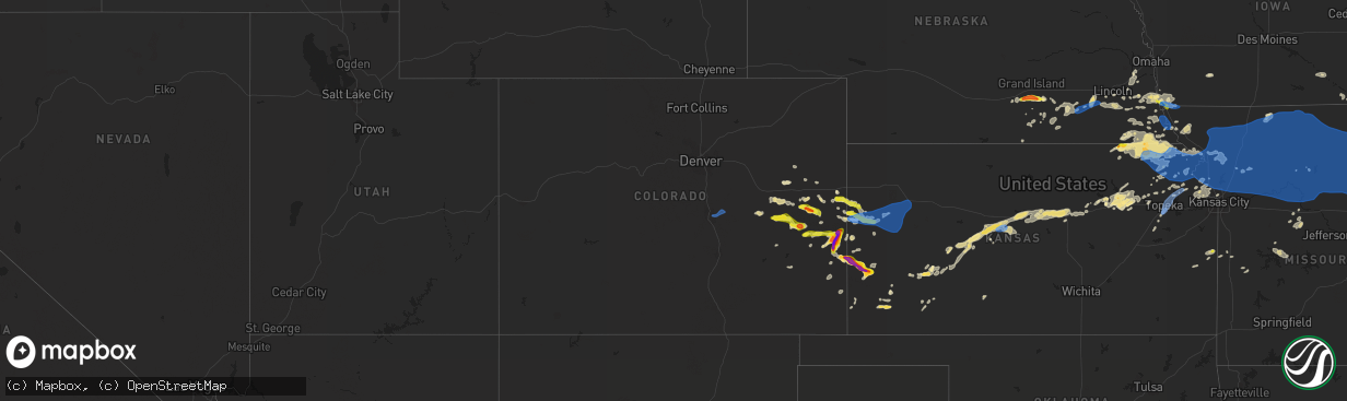 Hail map in Colorado on June 24, 2021