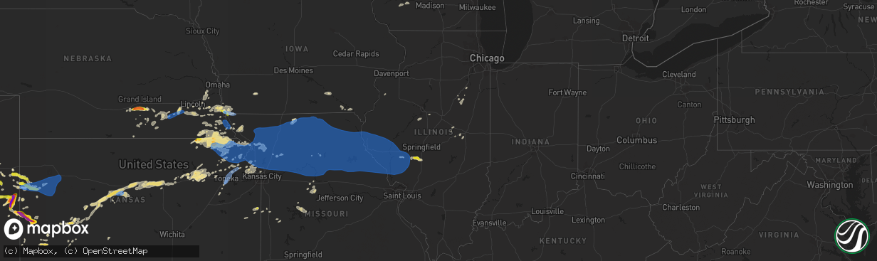 Hail map in Illinois on June 24, 2021