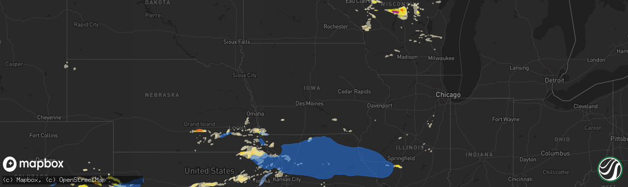 Hail map in Iowa on June 24, 2021