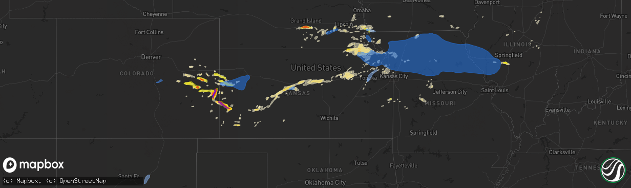 Hail map in Kansas on June 24, 2021