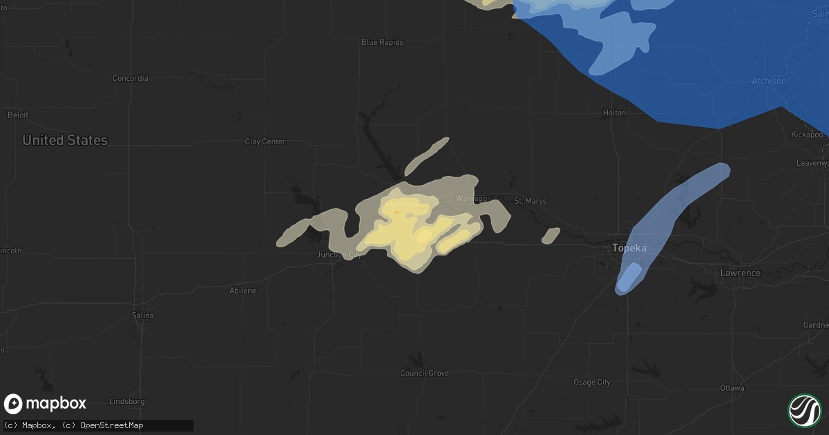 Hail map in Manhattan, KS on June 24, 2021