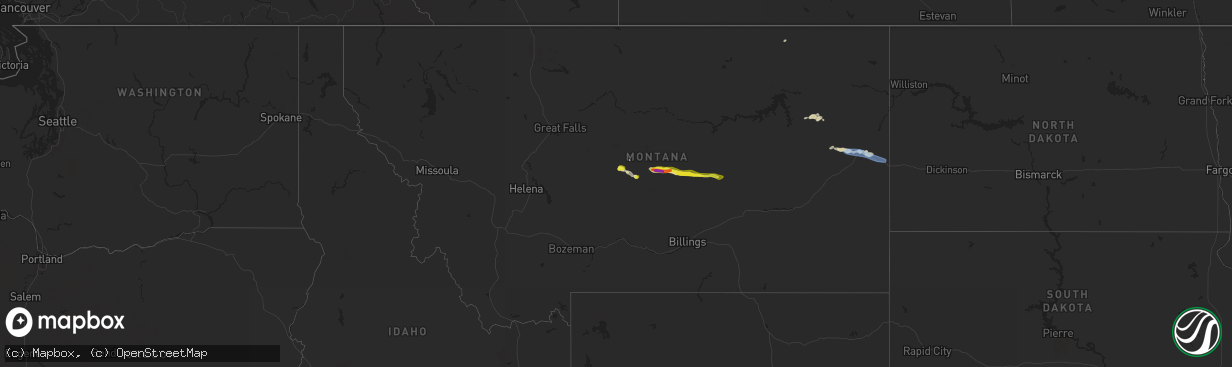 Hail map in Montana on June 24, 2021