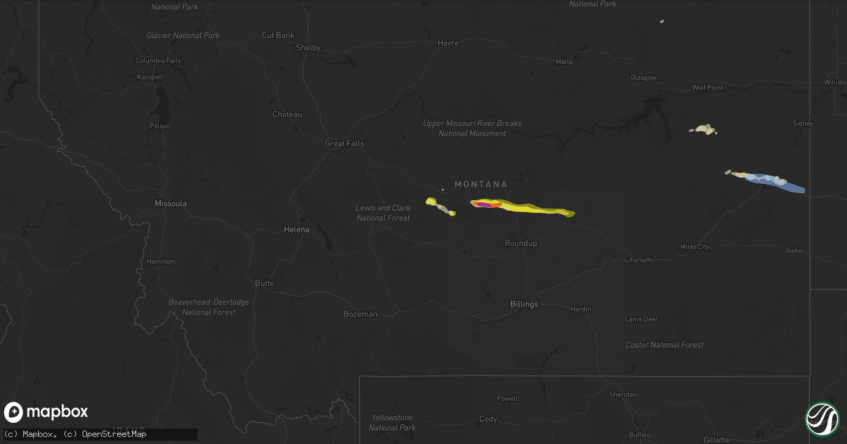 Hail map in Montana on June 24, 2021