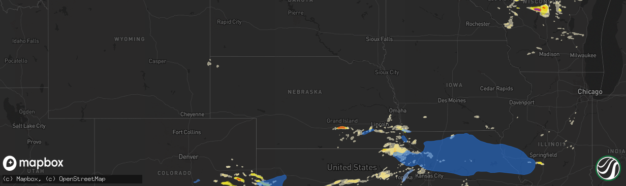 Hail map in Nebraska on June 24, 2021