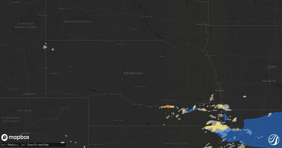 Hail map in Nebraska on June 24, 2021