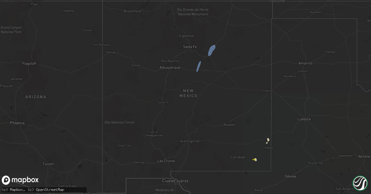 Hail map in New Mexico on June 24, 2021