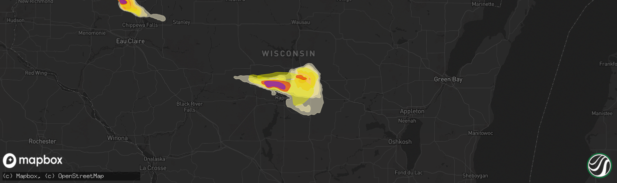 Hail map in Plover, WI on June 24, 2021