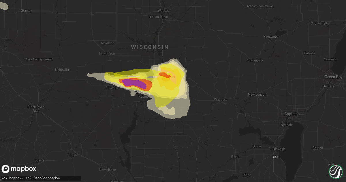 Hail map in Plover, WI on June 24, 2021