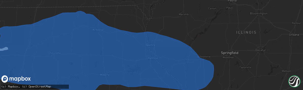 Hail map in Quincy, IL on June 24, 2021