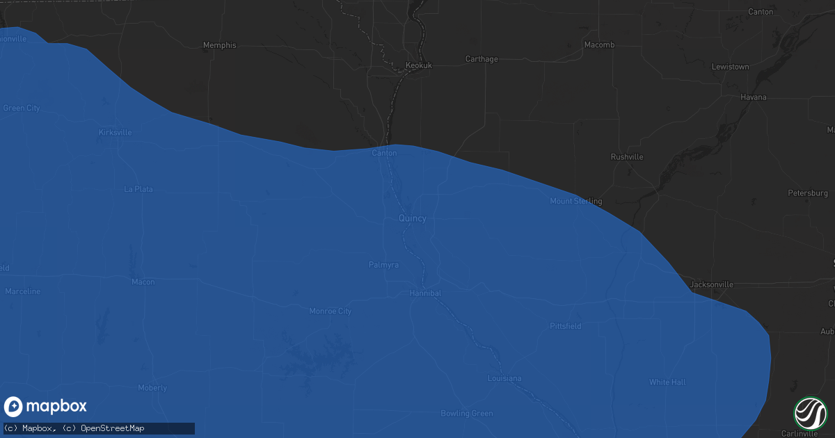 Hail map in Quincy, IL on June 24, 2021