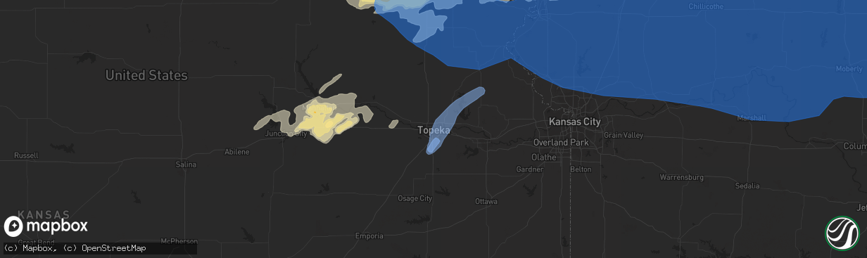 Hail map in Topeka, KS on June 24, 2021