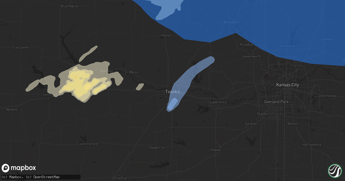 Hail map in Topeka, KS on June 24, 2021
