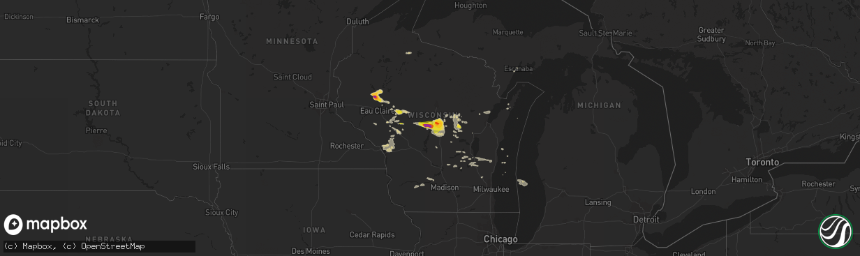 Hail map on June 24, 2021