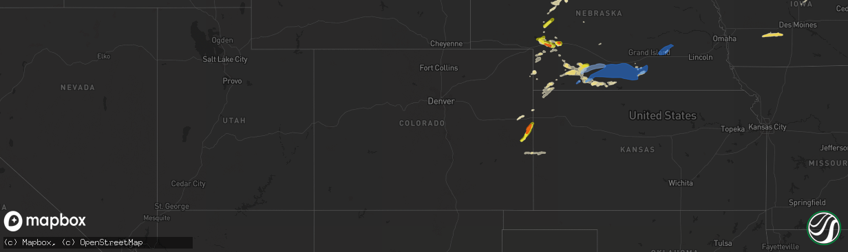 Hail map in Colorado on June 24, 2022