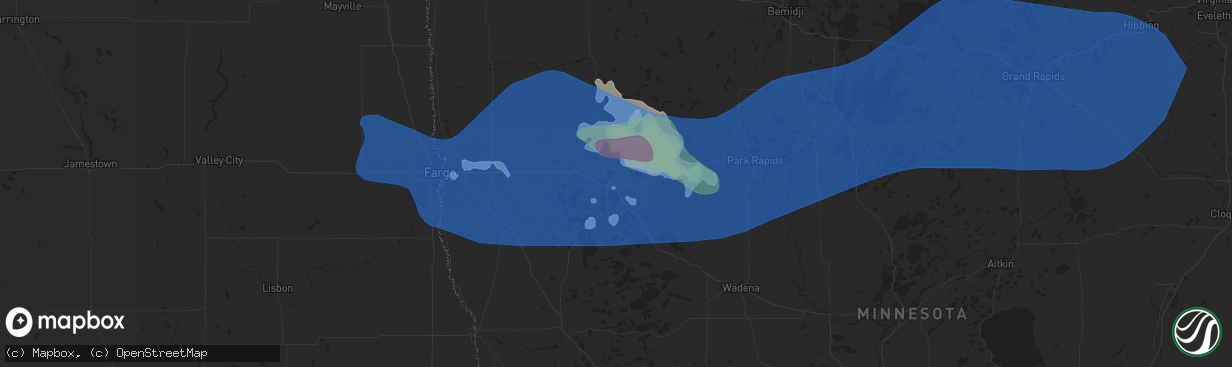 Hail map in Detroit Lakes, MN on June 24, 2022