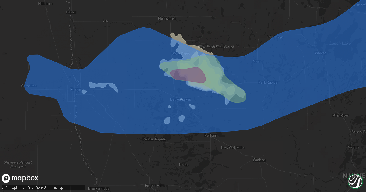 Hail map in Detroit Lakes, MN on June 24, 2022