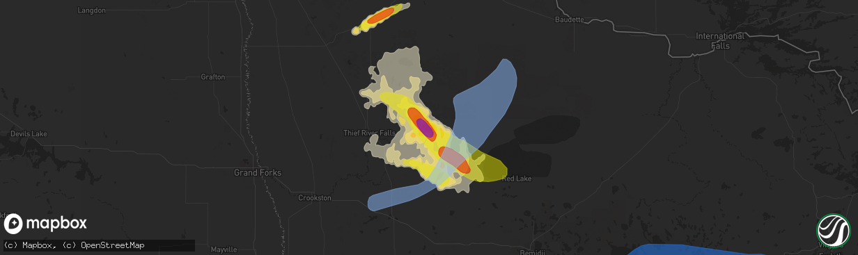 Hail map in Goodridge, MN on June 24, 2022