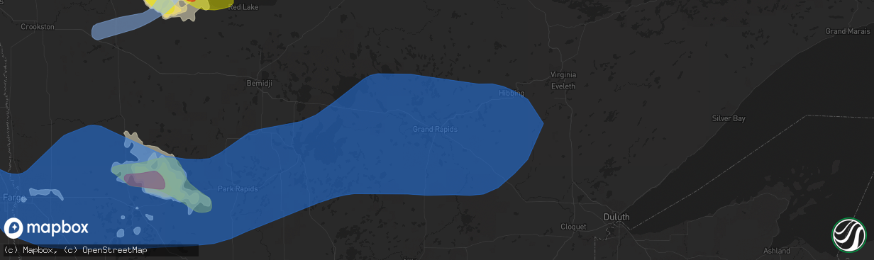 Hail map in Grand Rapids, MN on June 24, 2022