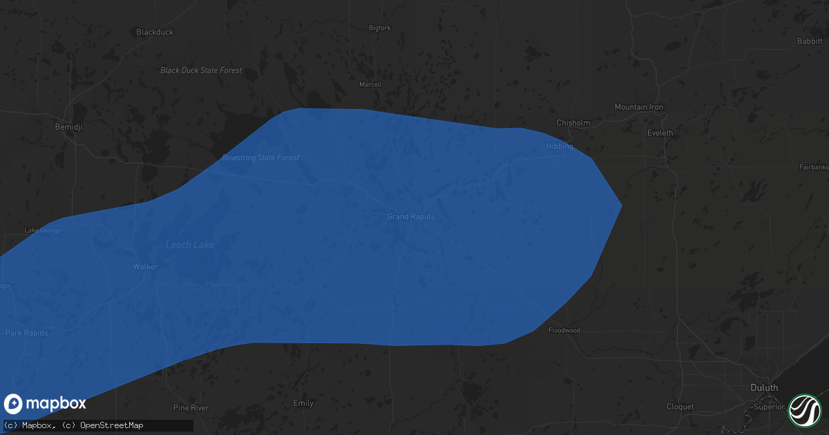 Hail map in Grand Rapids, MN on June 24, 2022
