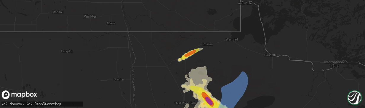 Hail map in Greenbush, MN on June 24, 2022